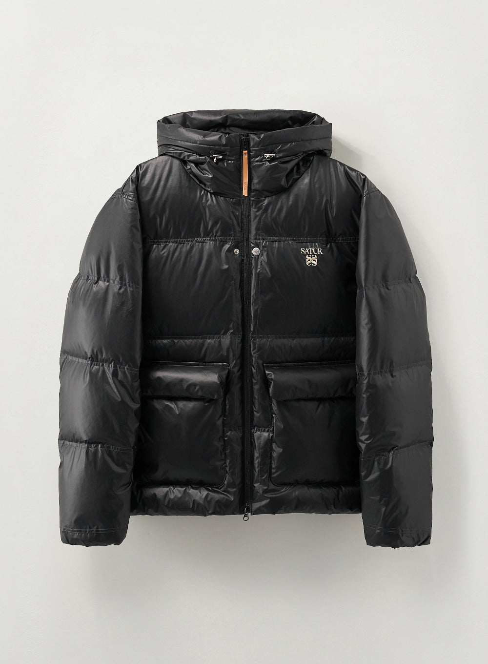 Satur Hooded Puffer Duck Down Padding - Black