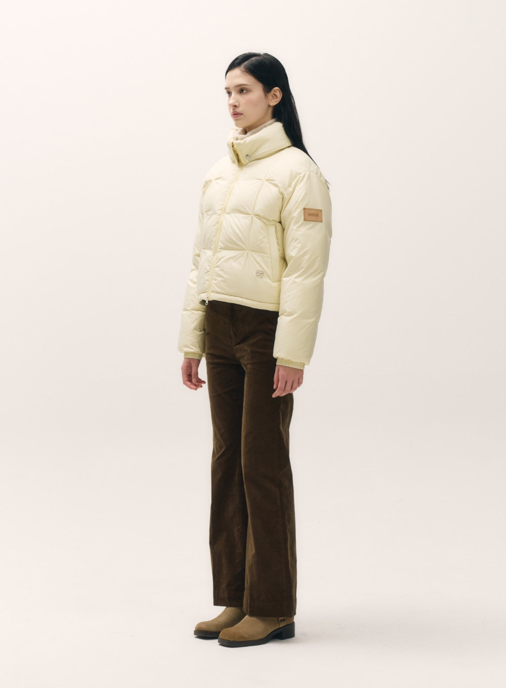 [satur] (W) Orta 2-Way Collar Duck Down Padding - Butter Cream