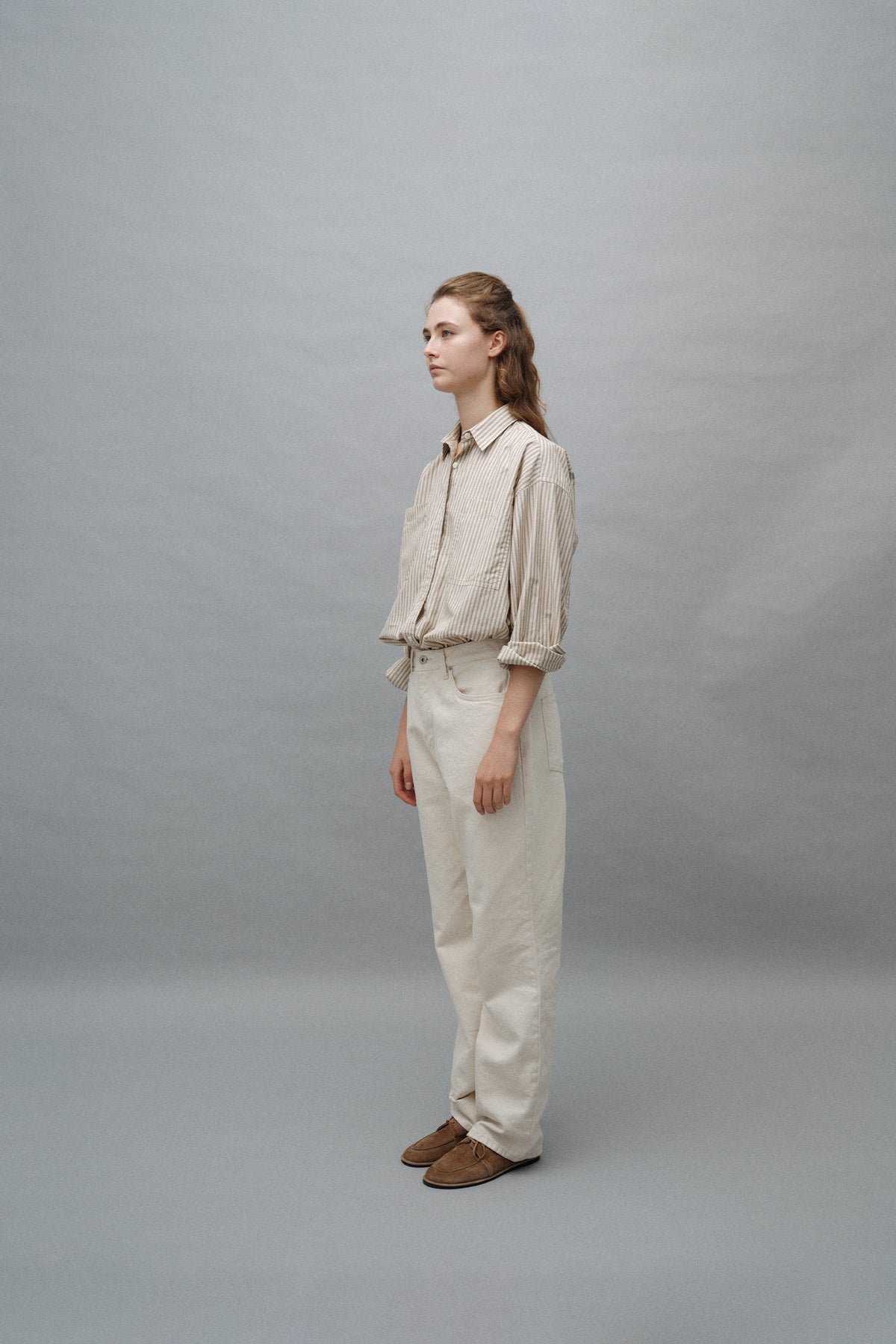 Nothing Written Toro oversized stripe shirt (Beige)
