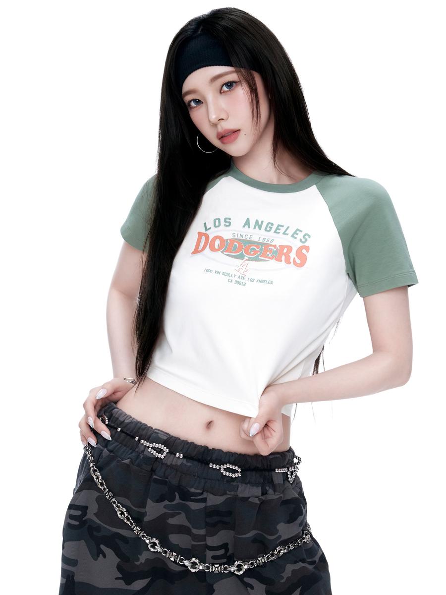 Karina's Pick: Women's Vintage Wash Raglan Crop Baseball Tee - LA Dodgers
