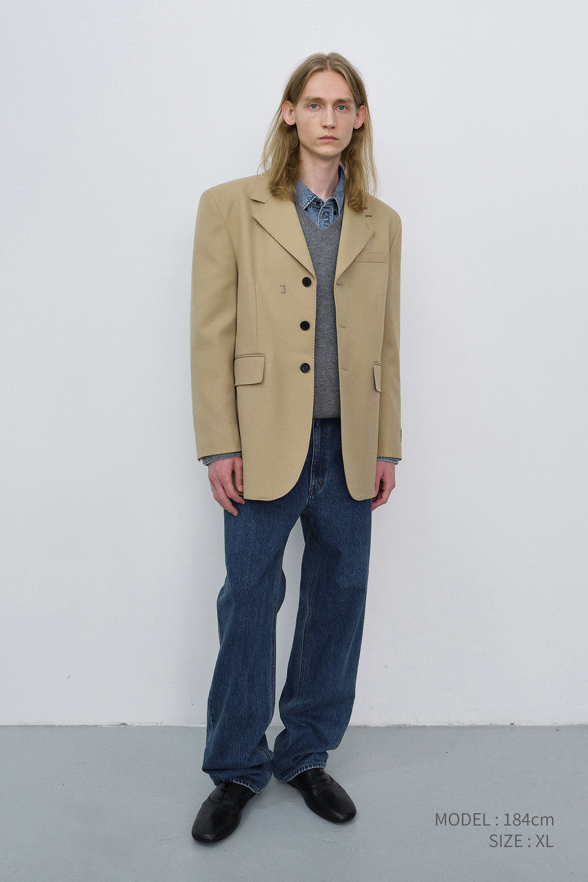 Dunst Unisex Refined Masculine Wool Blazer Caramel Beige