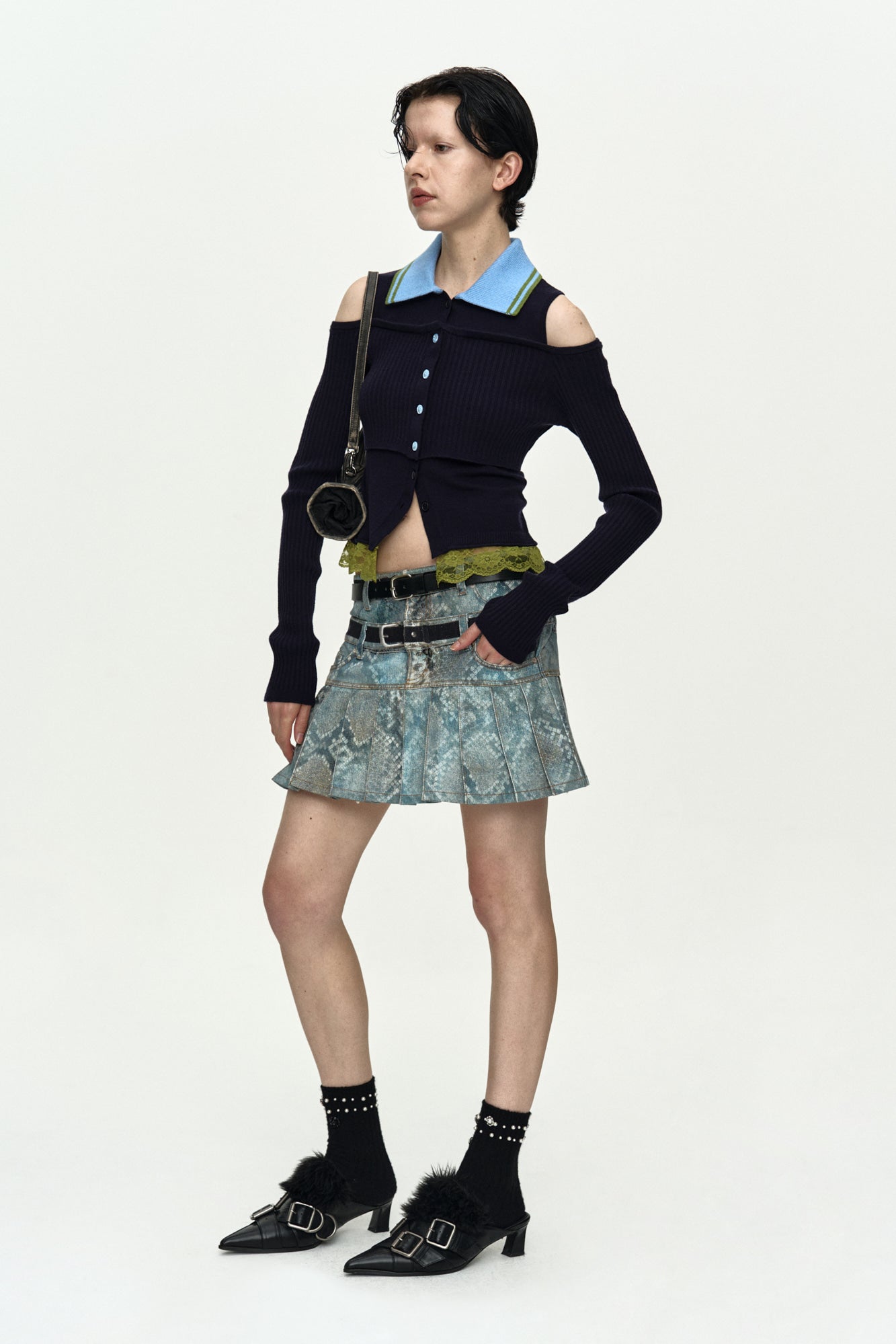 Andersson Bell Layered Off-Shoulder Collar Top