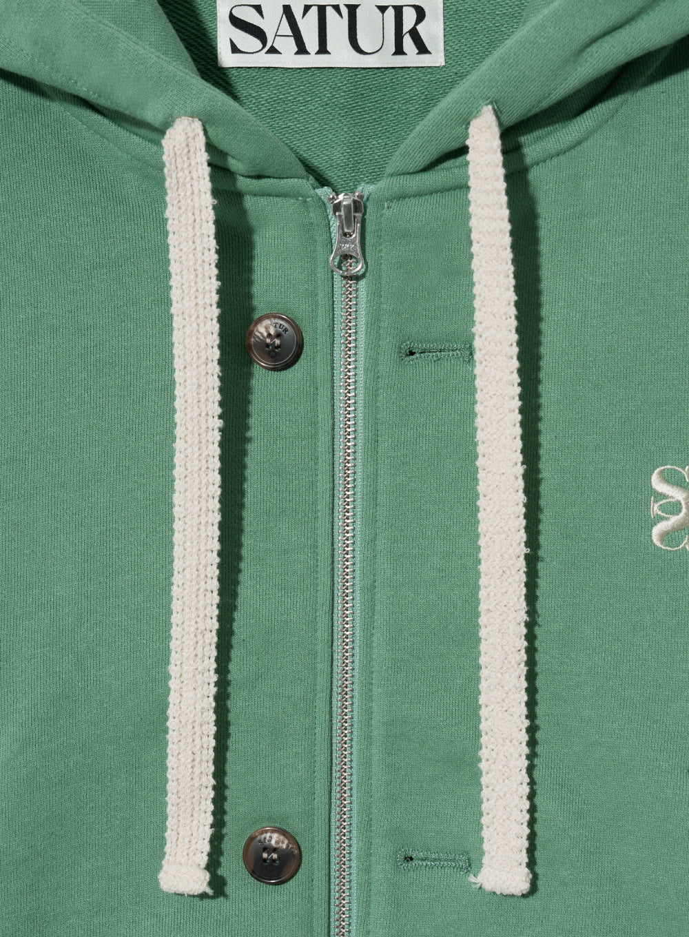 [satur] (W) Teo Cotton All Day Hood Zip-Up - Sage Green