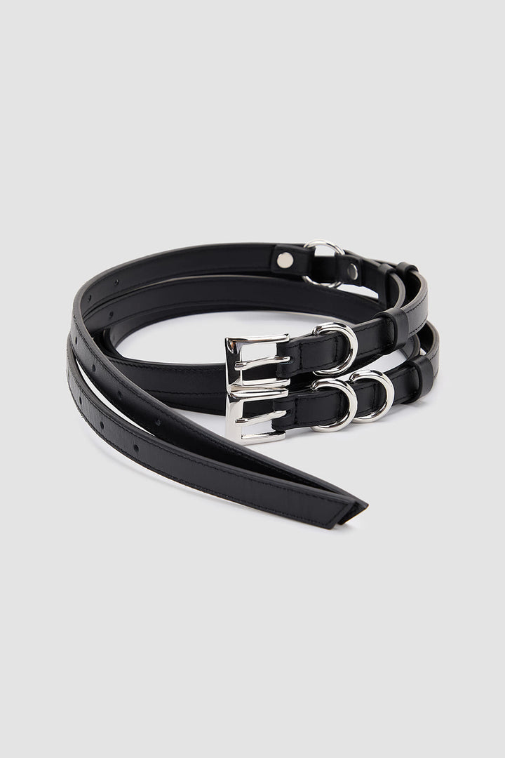 Matinkim Double Strap Leather Belt IN Black