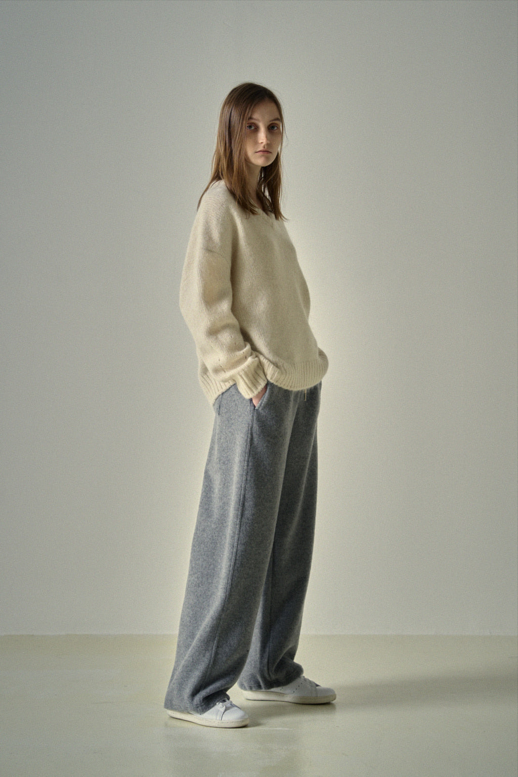 Facade Pattern Soft Wool Sweatpants grey