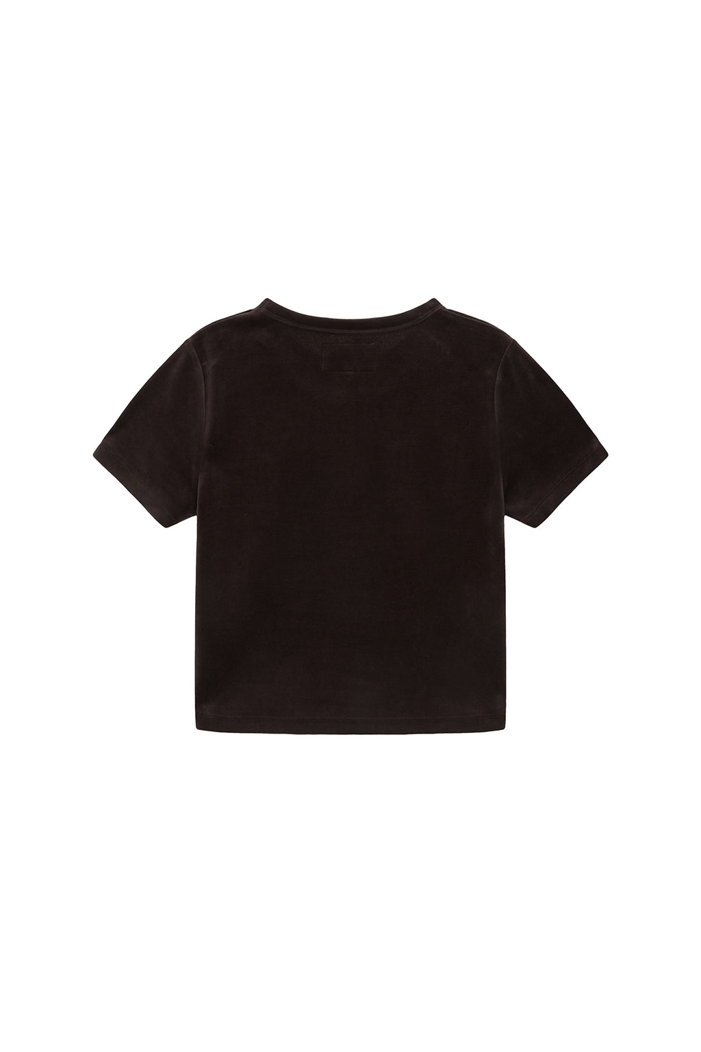[matinkim] LOGO EMBOSS VELVET CROP TOP IN BROWN