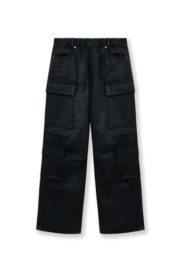 Matinkim Coating Cargo Denim Pants IN Black