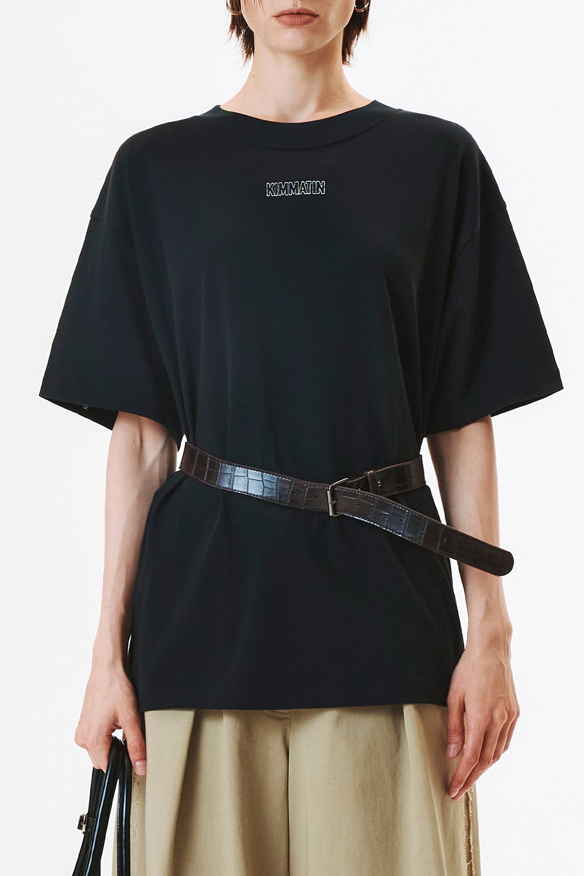 Matinkim Logo Embroidery Oversize Top IN Black