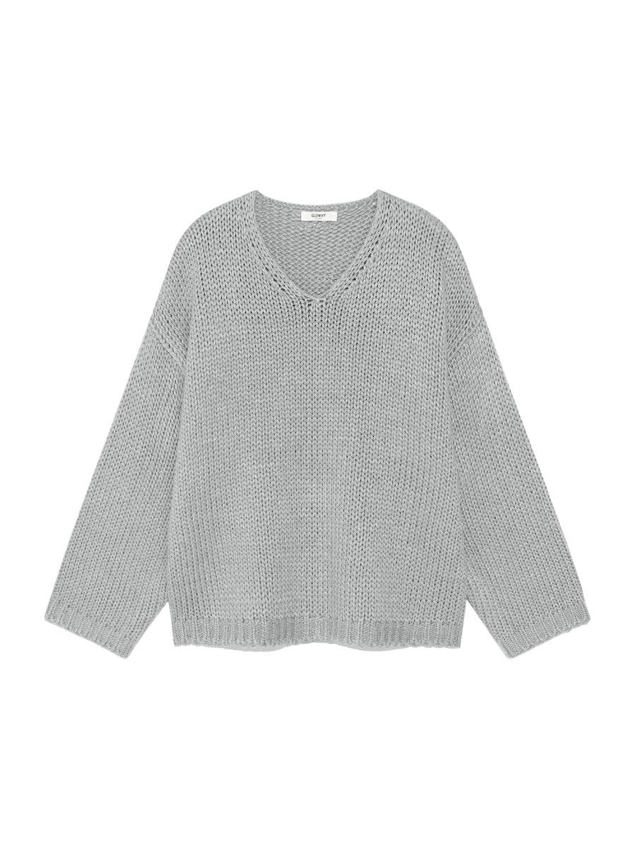 GLOWNY G Cozy Over Knit Top (Gray)