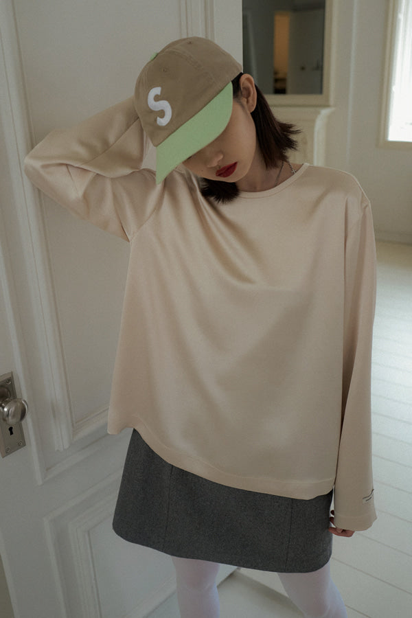 Overdueflair Basic Satin Blouse Cream