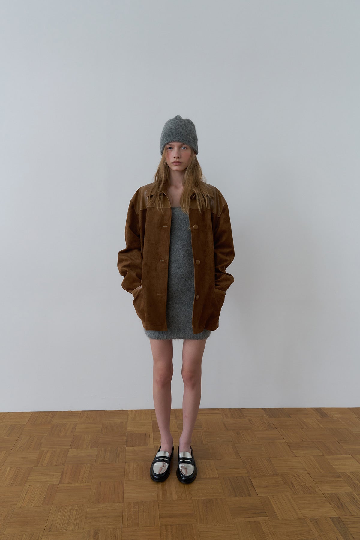 Overdueflair Soft Suede Relaxed Half Jacket Camel
