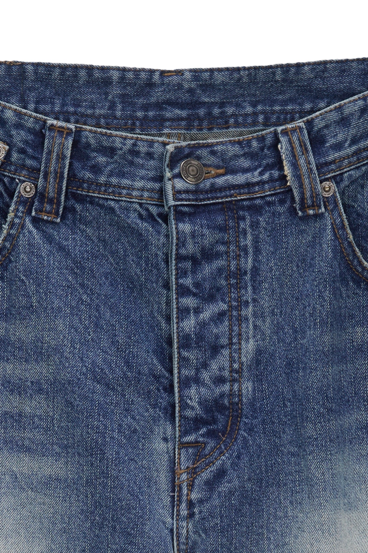 [matinkim] REVERSE WASHED DENIM PANTS FOR MEN IN BLUE