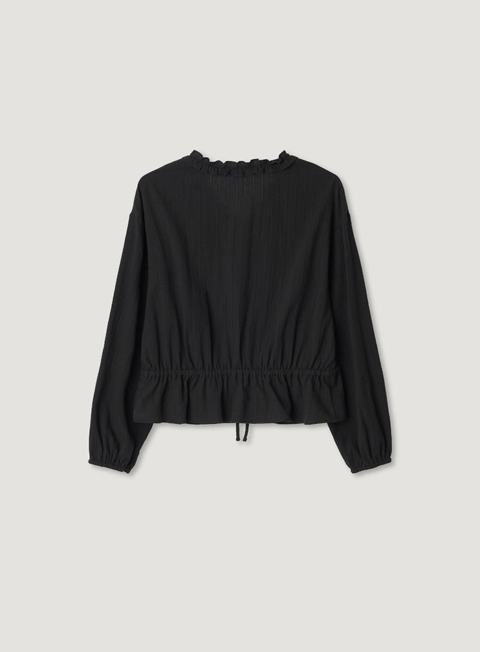 Mango Maniplease Once Frill Blouse Black