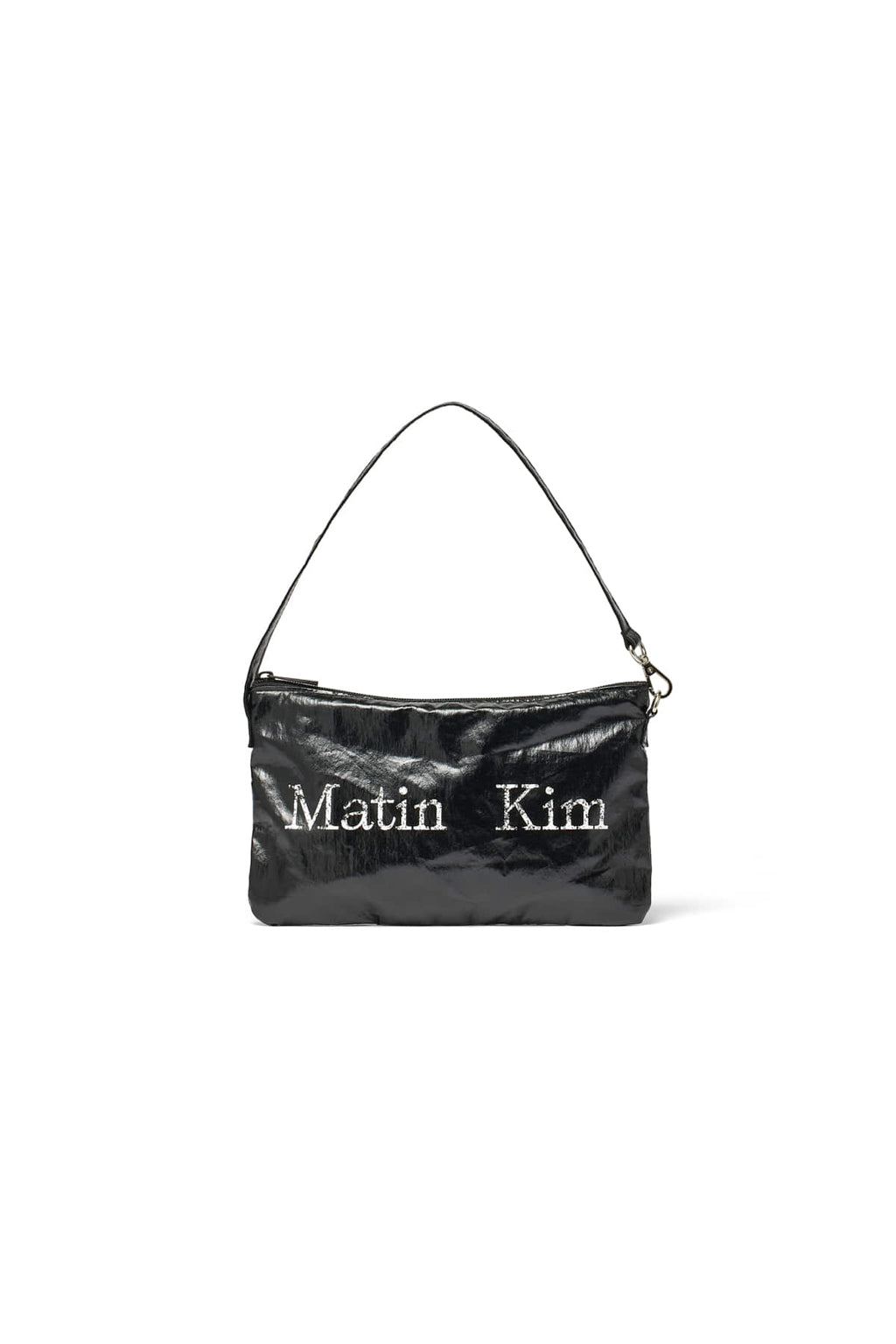 [matinkim] MATIN CRACKED LOGO GLOSSY ECOBAG IN STRONG BLACK