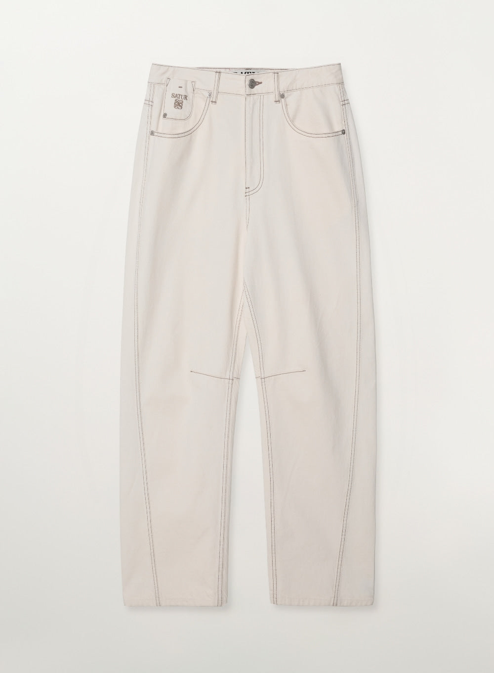 Satur Round Color Denim Pants - Ecru