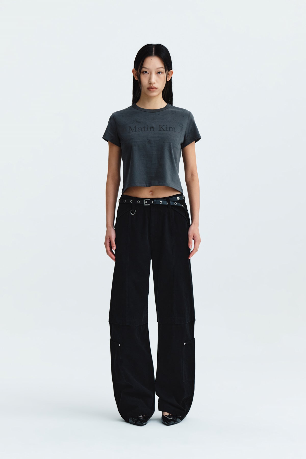 Matinkim Patch Pocket Washed Cargo Pants IN Black