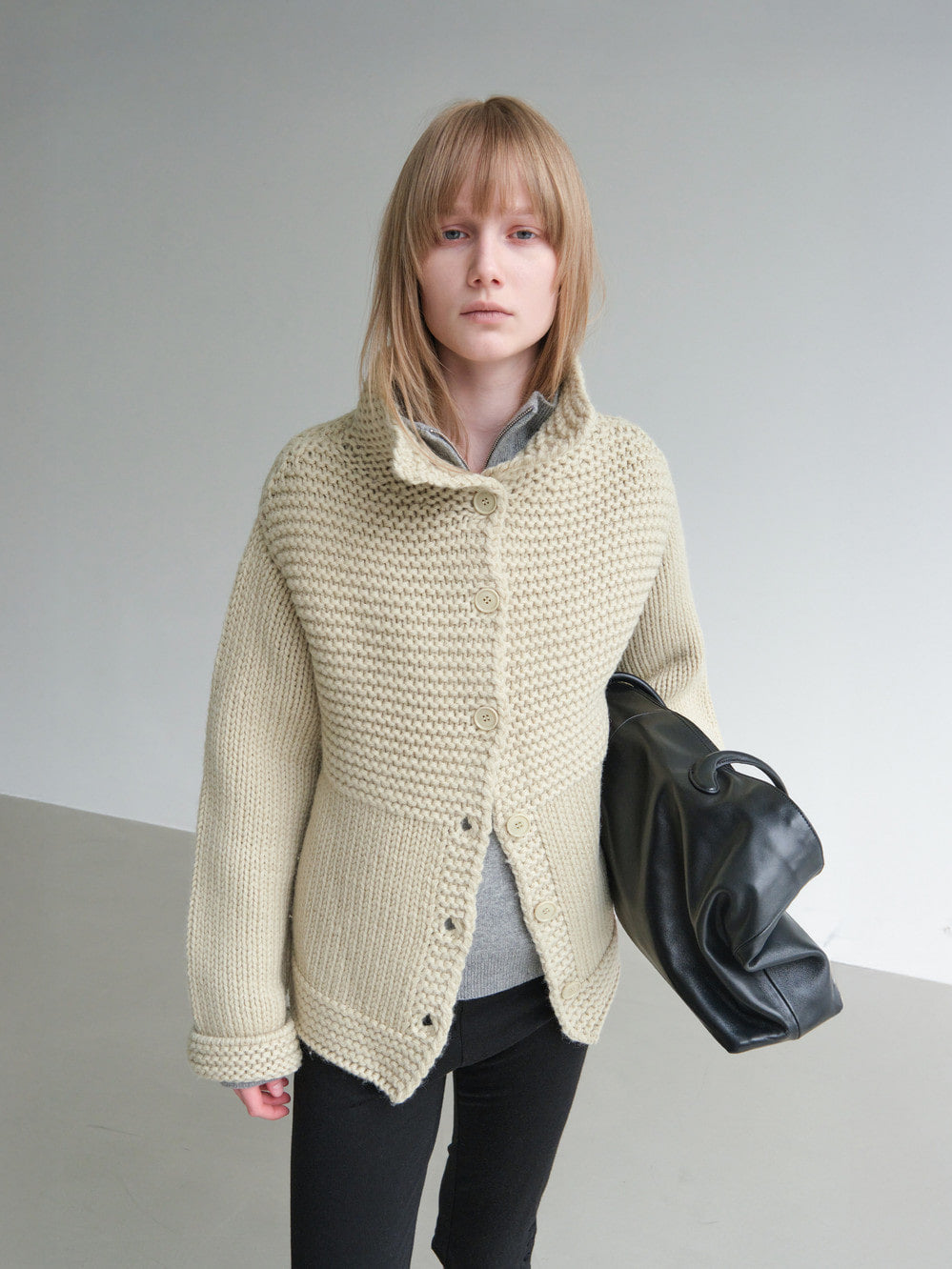 Low Classic Heavy Knit Cardigan Lime