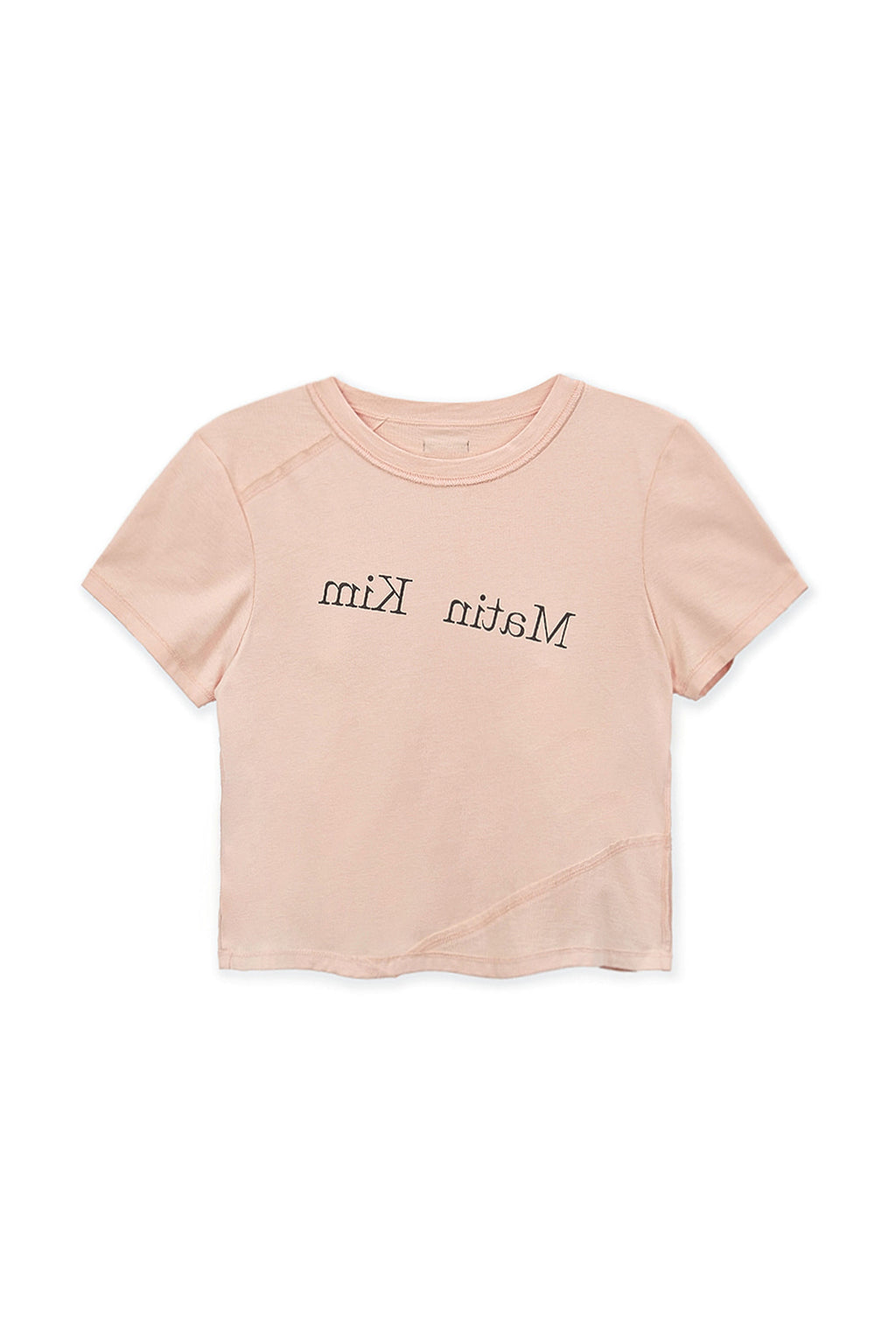 [matinkim] DIAGONAL LOGO REVERSIBLE CROP TOP IN LIGHT ORANGE