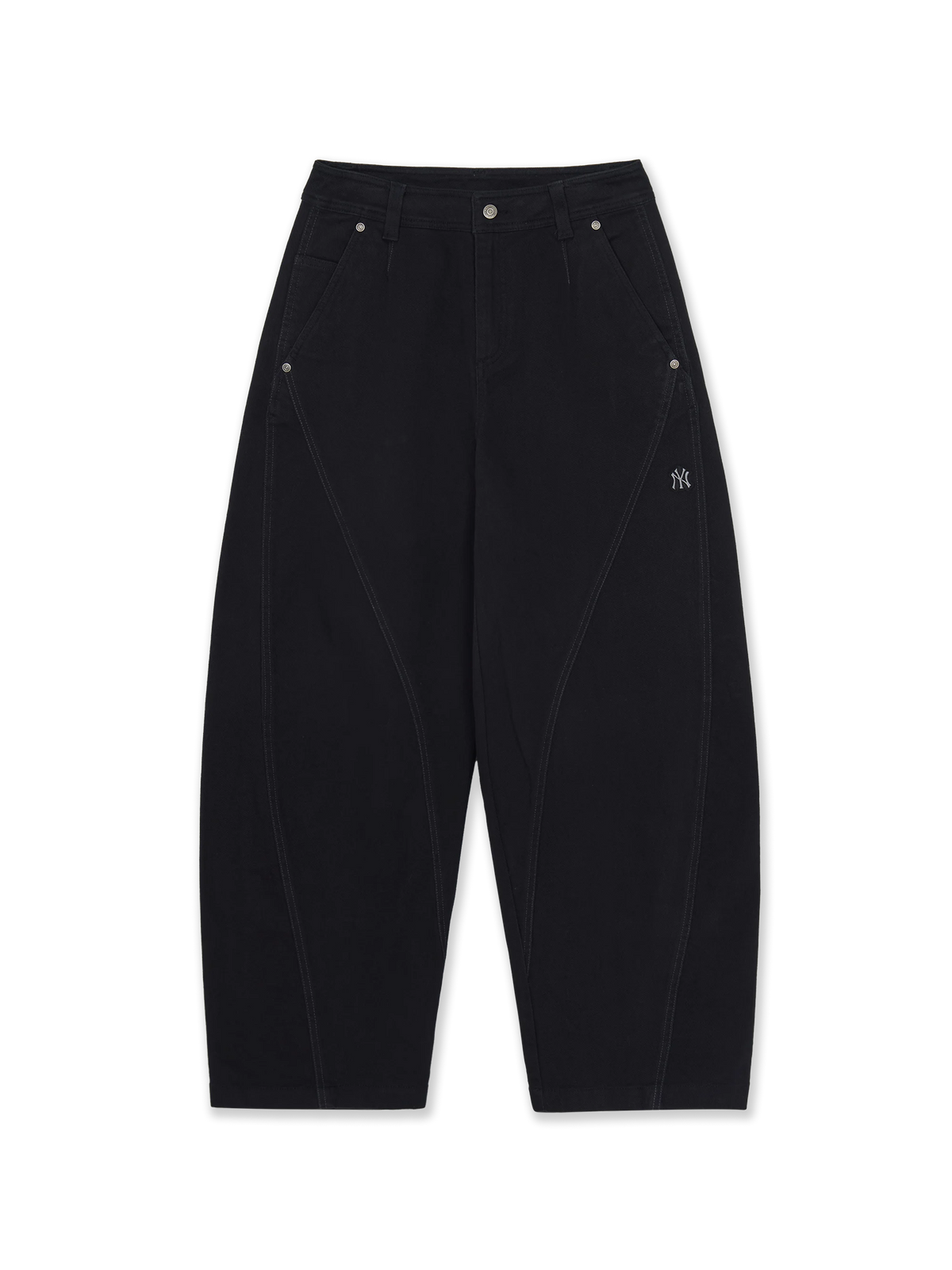 Mlb Peach Twill Cotton Incision Curve Wide Pants