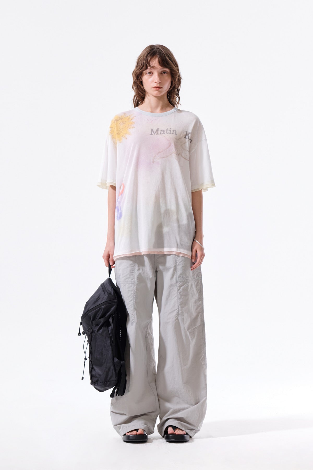 [matinkim] Multi Panel Parachute Pants IN Light Grey