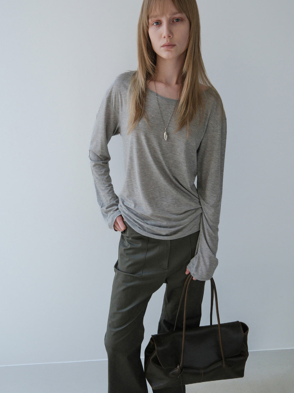[Low Classic] Sheer Long Sleeve T-Shirt_Melange Grey
