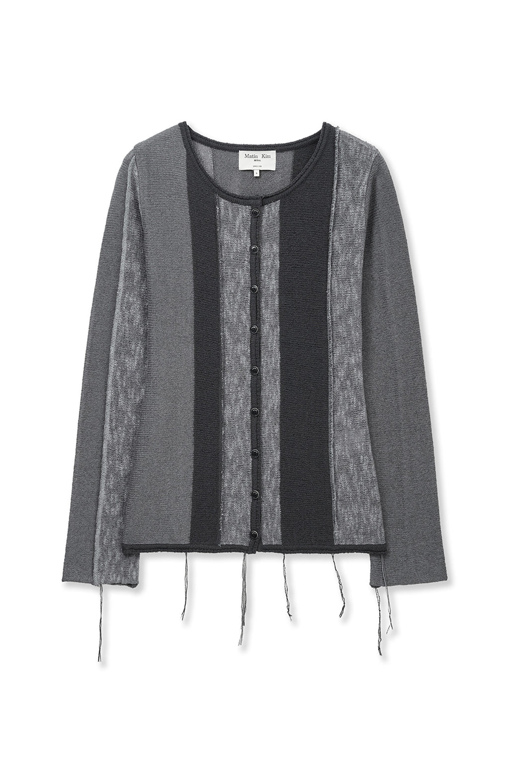 [matinkim] Color Block Slim Knit Cardigan IN Charcoal