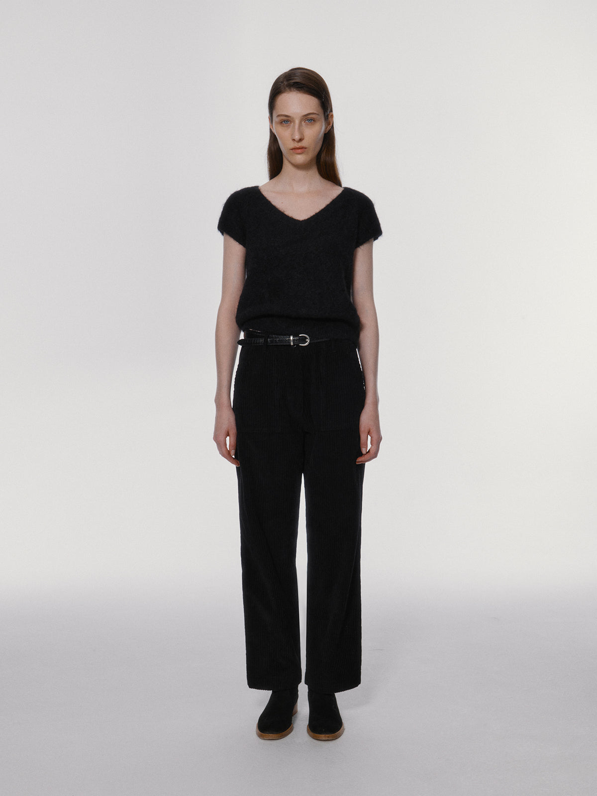 Nothing Written Sienna v-neck short sleeve knit (Black)