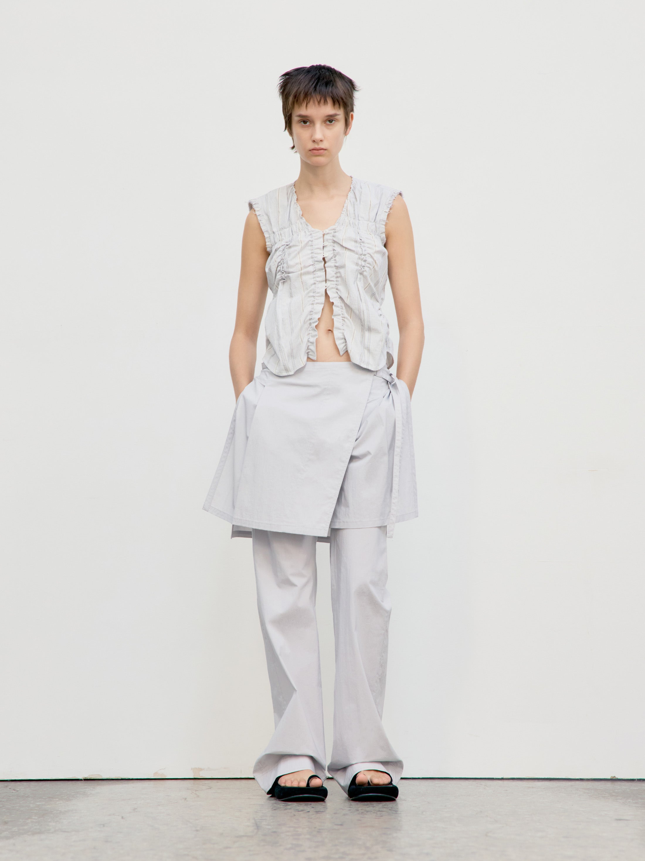 Low Classic New Layered Wrap Skirt Pants Grey