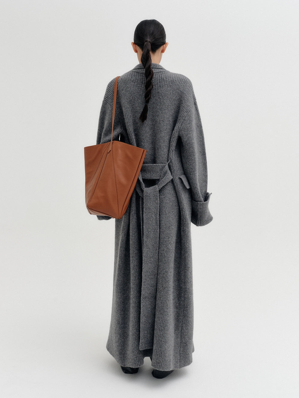 EENK Classic Double-Breasted Knitwear Coat - Gray