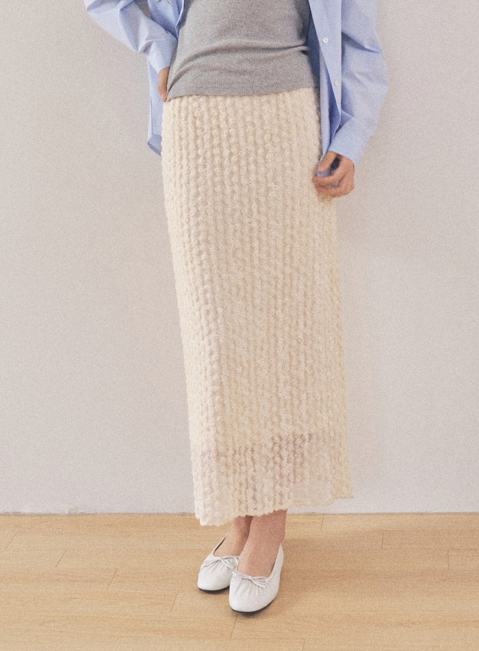 Mango Maniplease Blumi Lace Skirt Natural