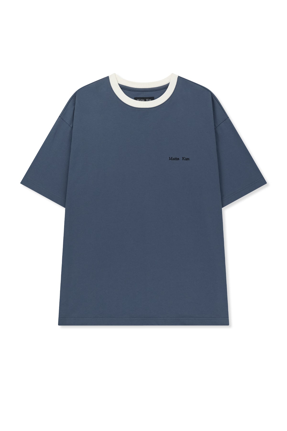 [matinkim] Tonal Rib Back Logo Top For Men IN Smoke Blue