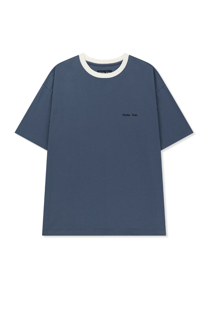 Matinkim Tonal Rib Back Logo Top For Men IN Smoke Blue