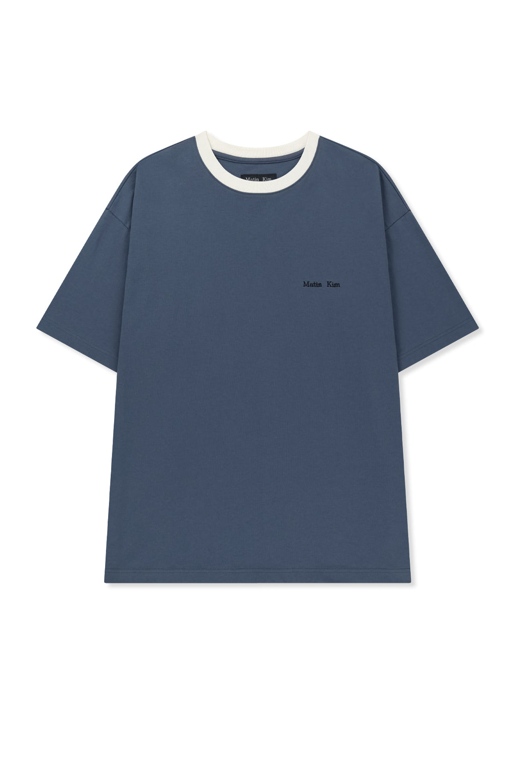 [matinkim] Tonal Rib Back Logo Top For Men IN Smoke Blue