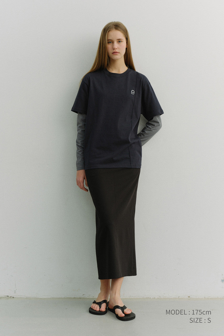 Dunst Unisex Logo Crease T-Shirt French Navy