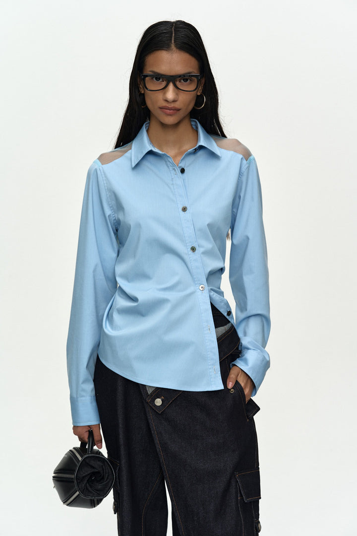 Andersson Bell Mesh Twist-Tuck Shirt