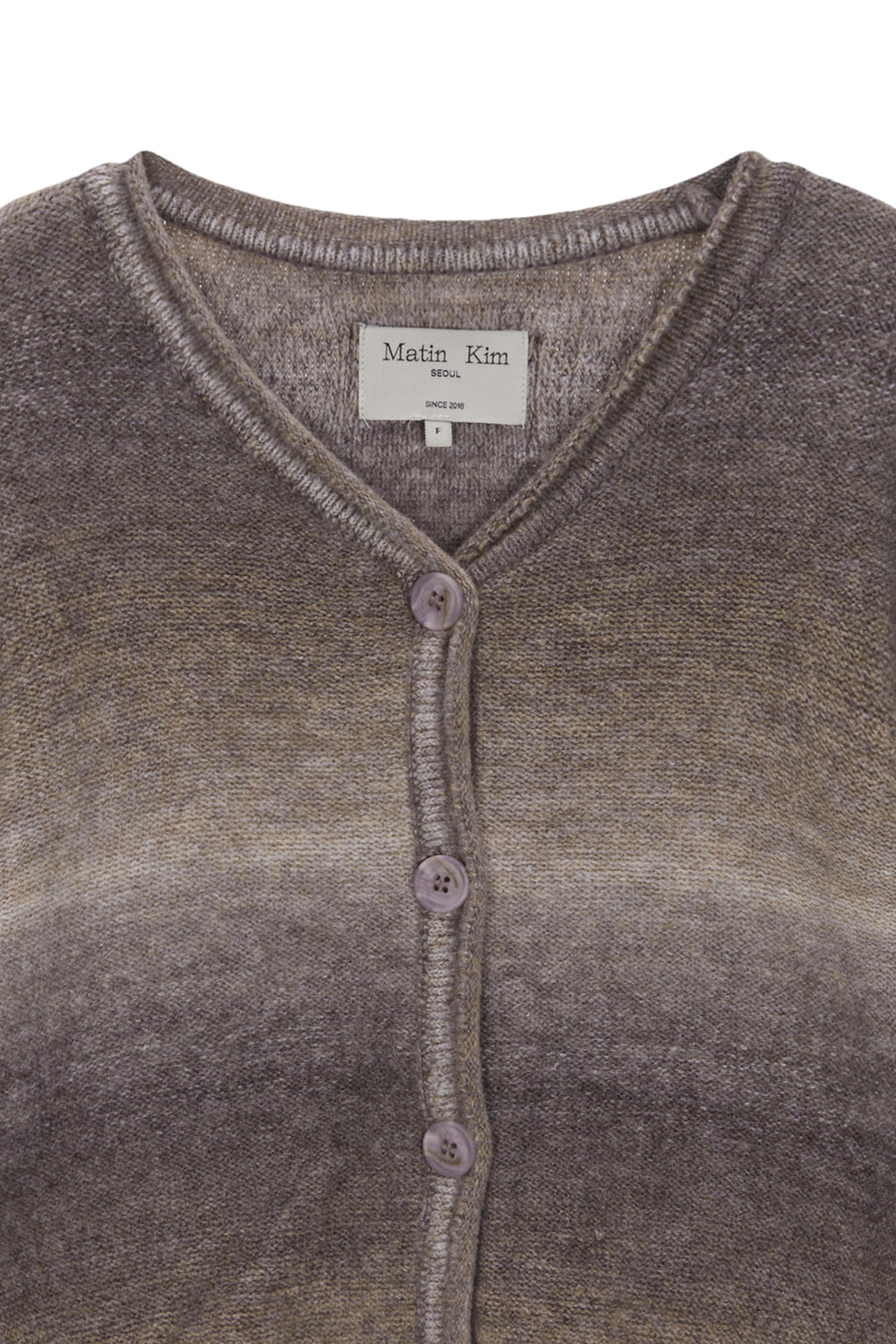 [matinkim] COZY GRADATION CARDIGAN IN BROWN