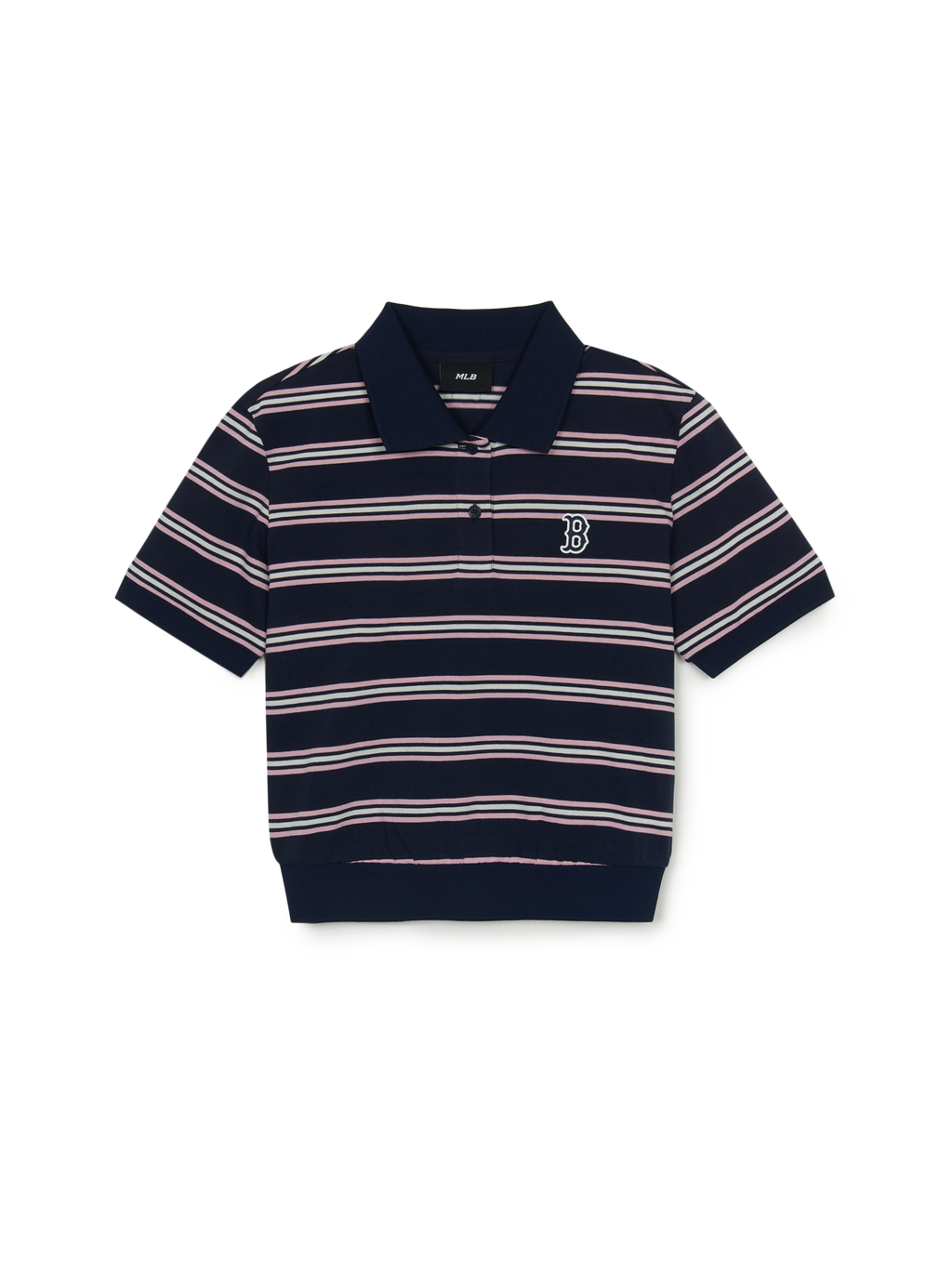 MLB Korea Women's Varsity Stripe Crop Polo T-shirt