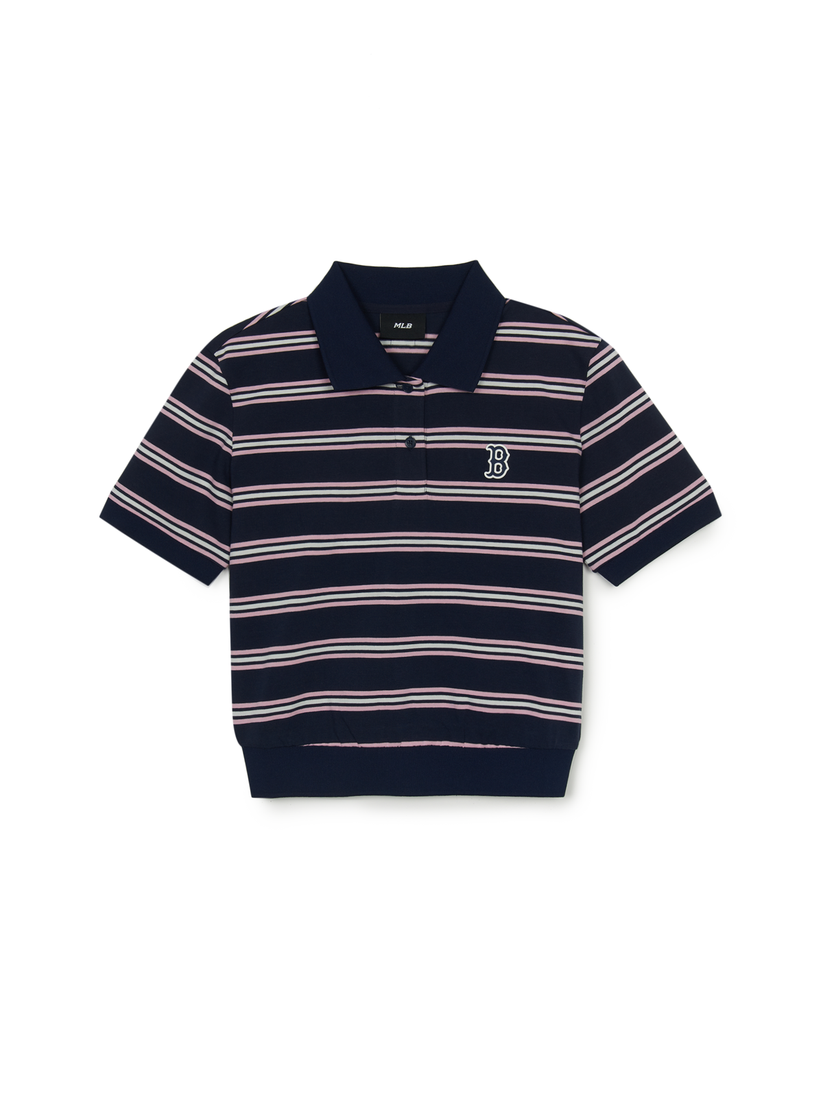 MLB Korea Women's Varsity Stripe Crop Polo T-shirt