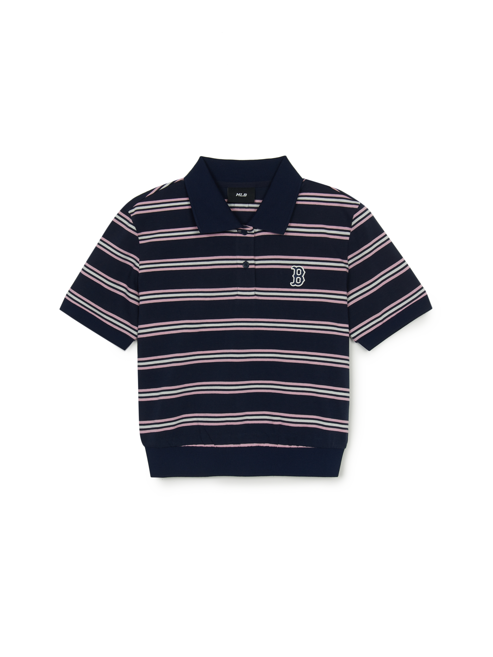 MLB Korea Women's Varsity Stripe Crop Polo T-shirt