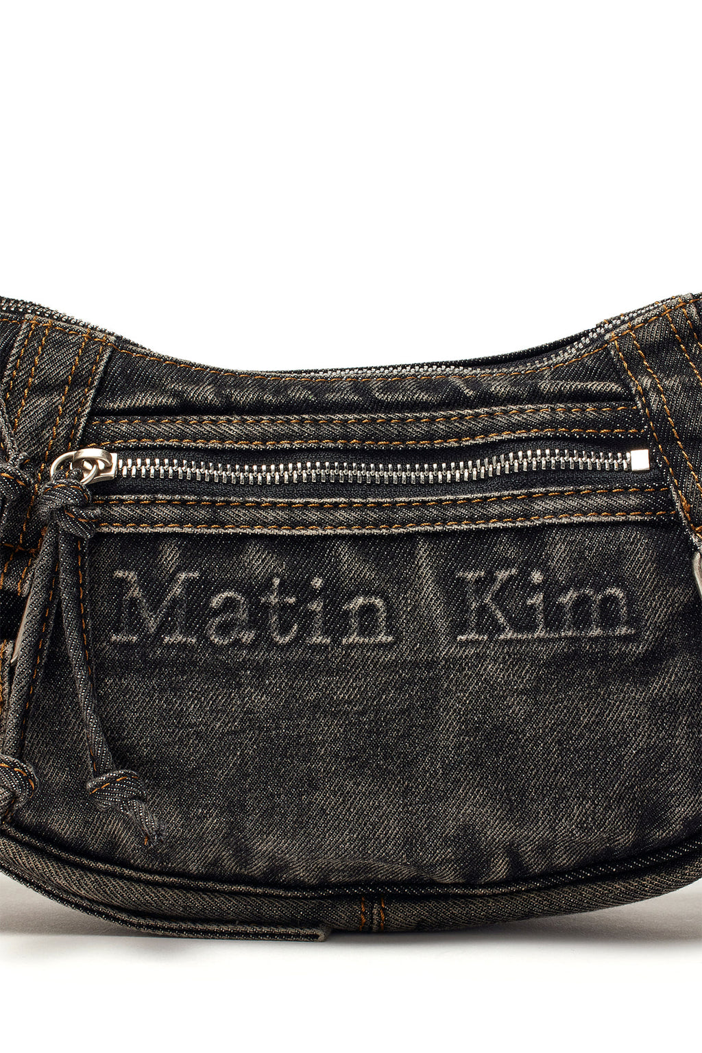 Matinkim Matin Washed Denim Mini Hobo Bag IN Black