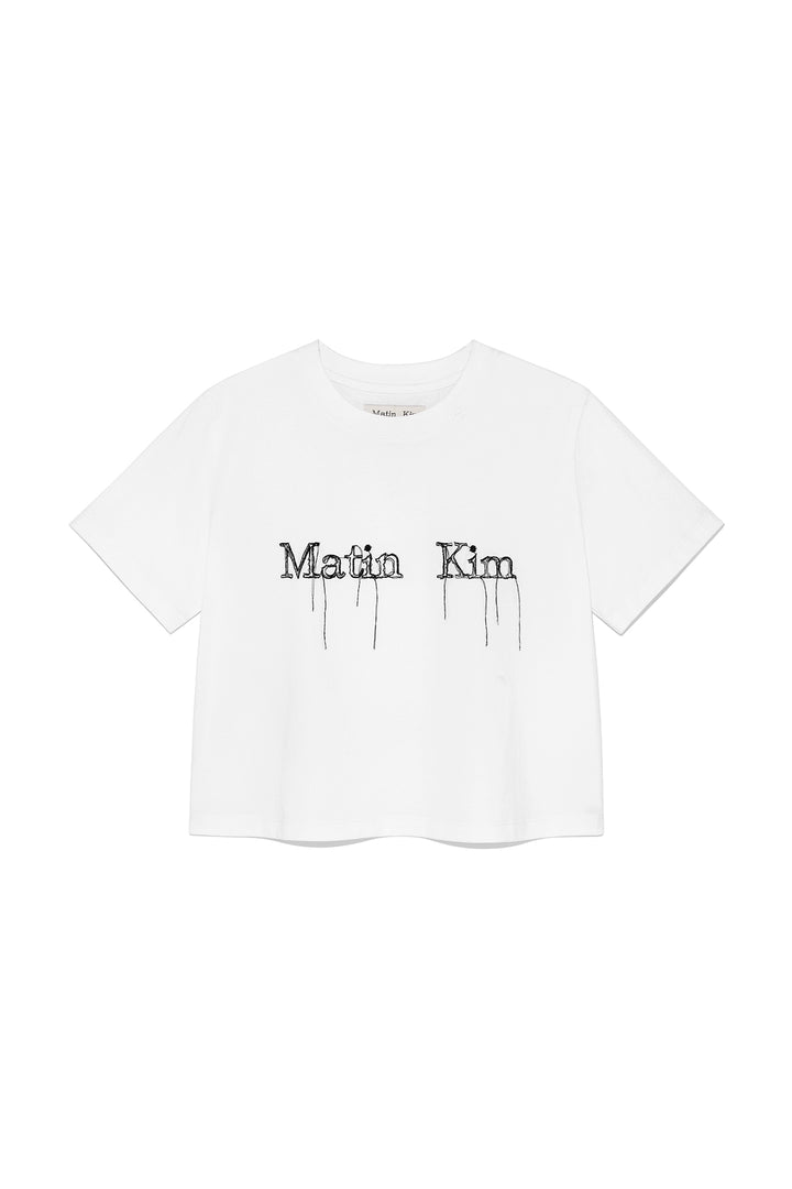 Matinkim Logo Thread Point Crop Top IN White