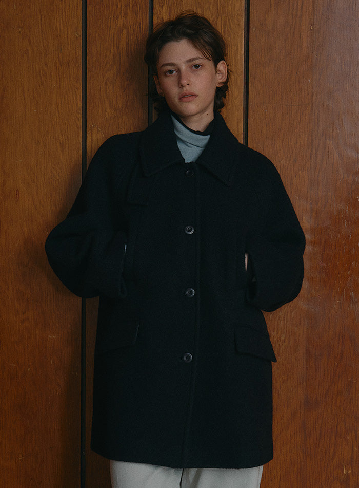 Mango Maniplease Bello Wool Coat Navy