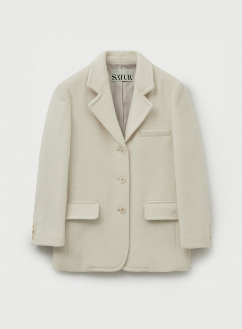 [satur] (W) Alpaca Wool Blend Single Blazer - Cream