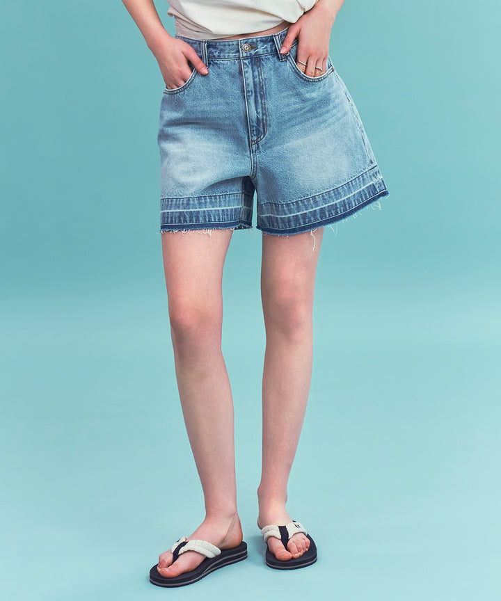 Satur (W) Gabon Wide Denim Shorts - Light Blue