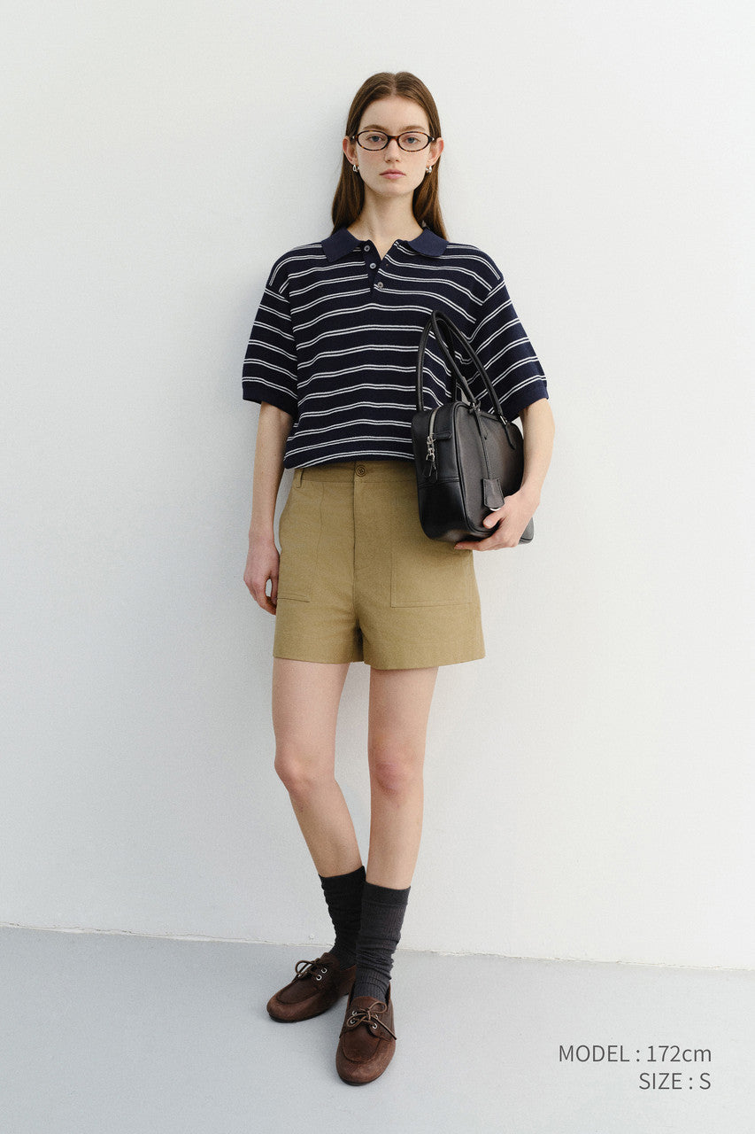 Dunst Cotton Safari Shorts Khaki Beige