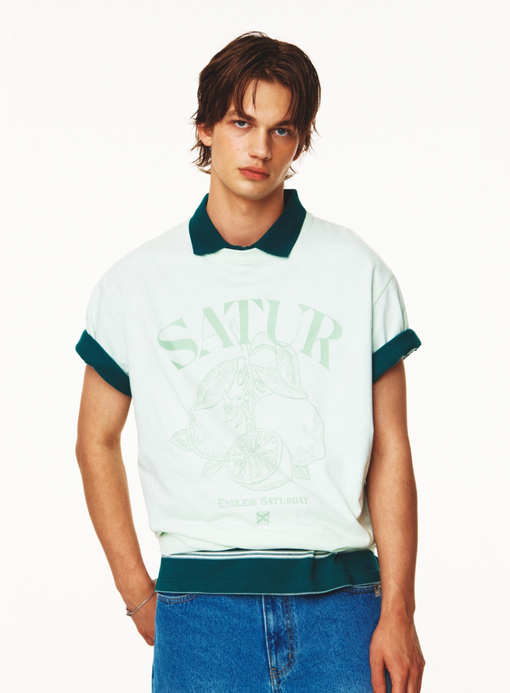 [satur] Cargo Bermuda Denim Shorts - Blue