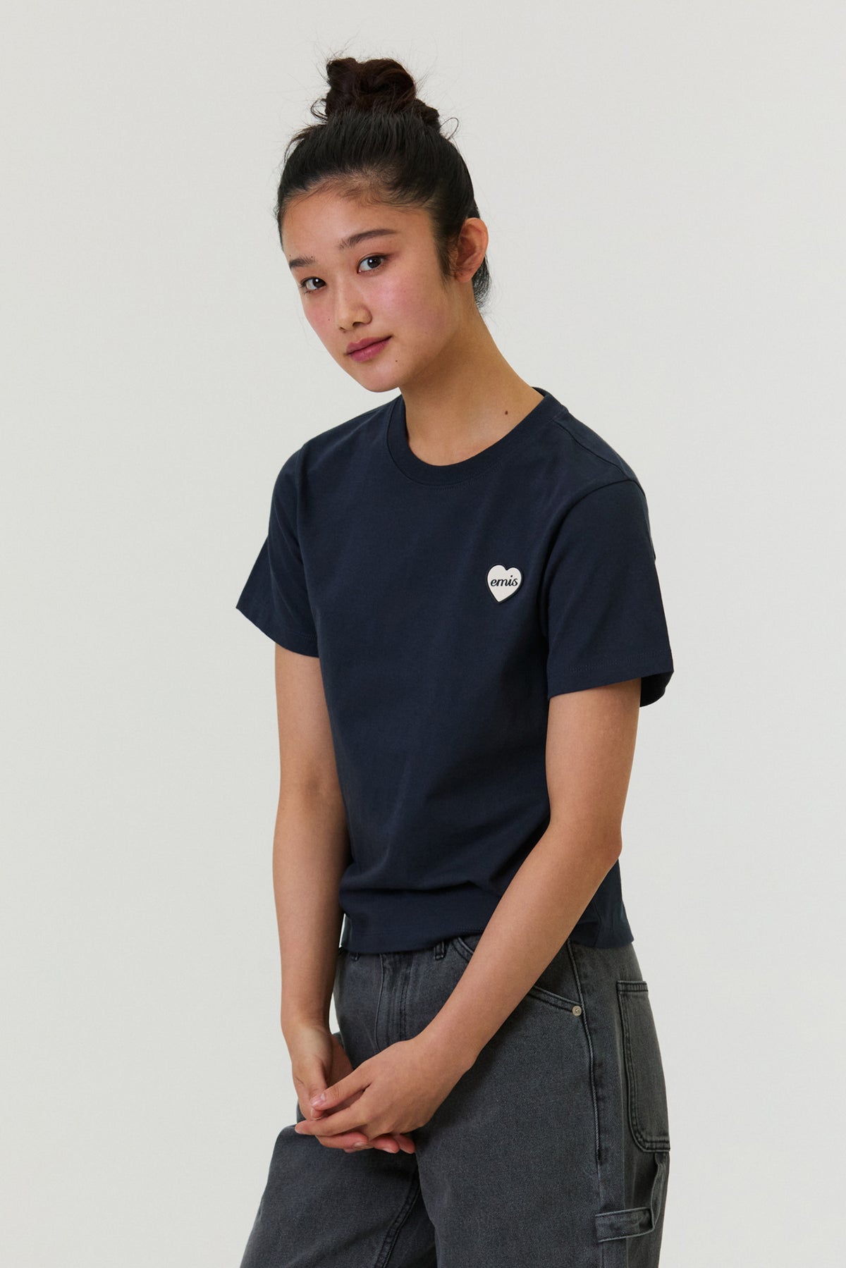 EMIS Heart Rubber Patch T-Shirt-Navy