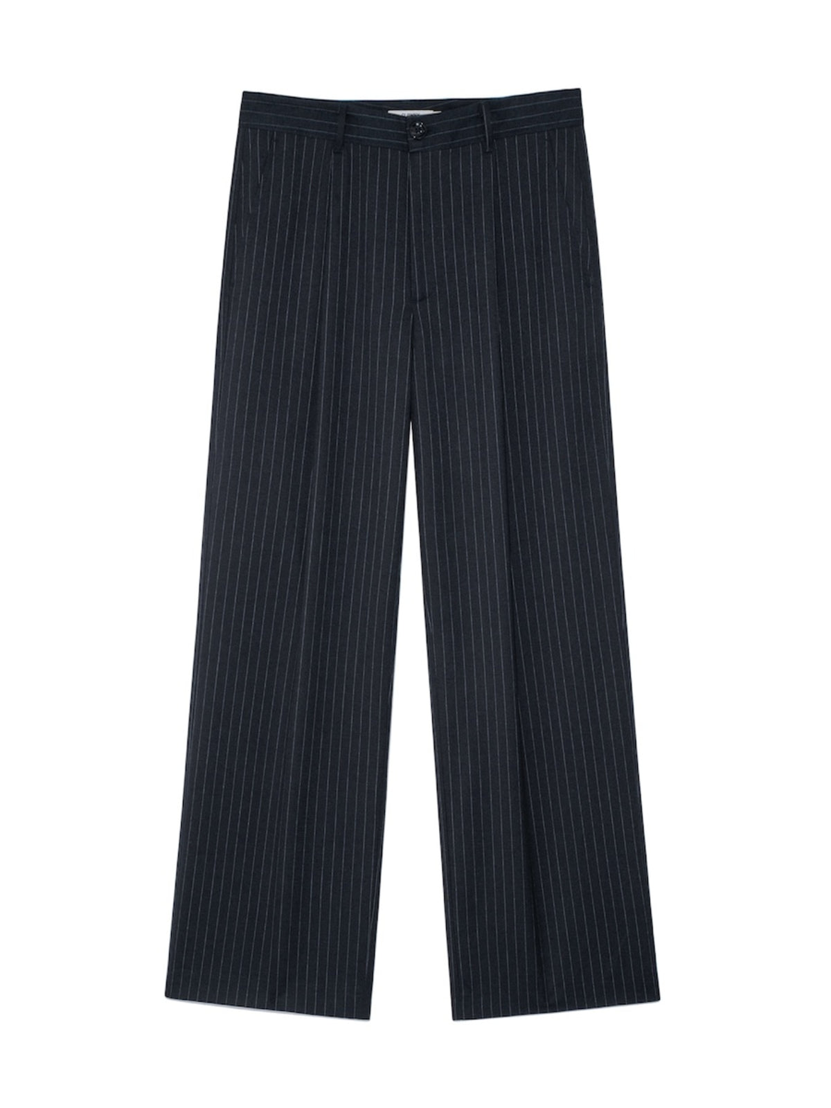 GLOWNY G Gentle Wide Leg Pinstripe Pants (Navy)