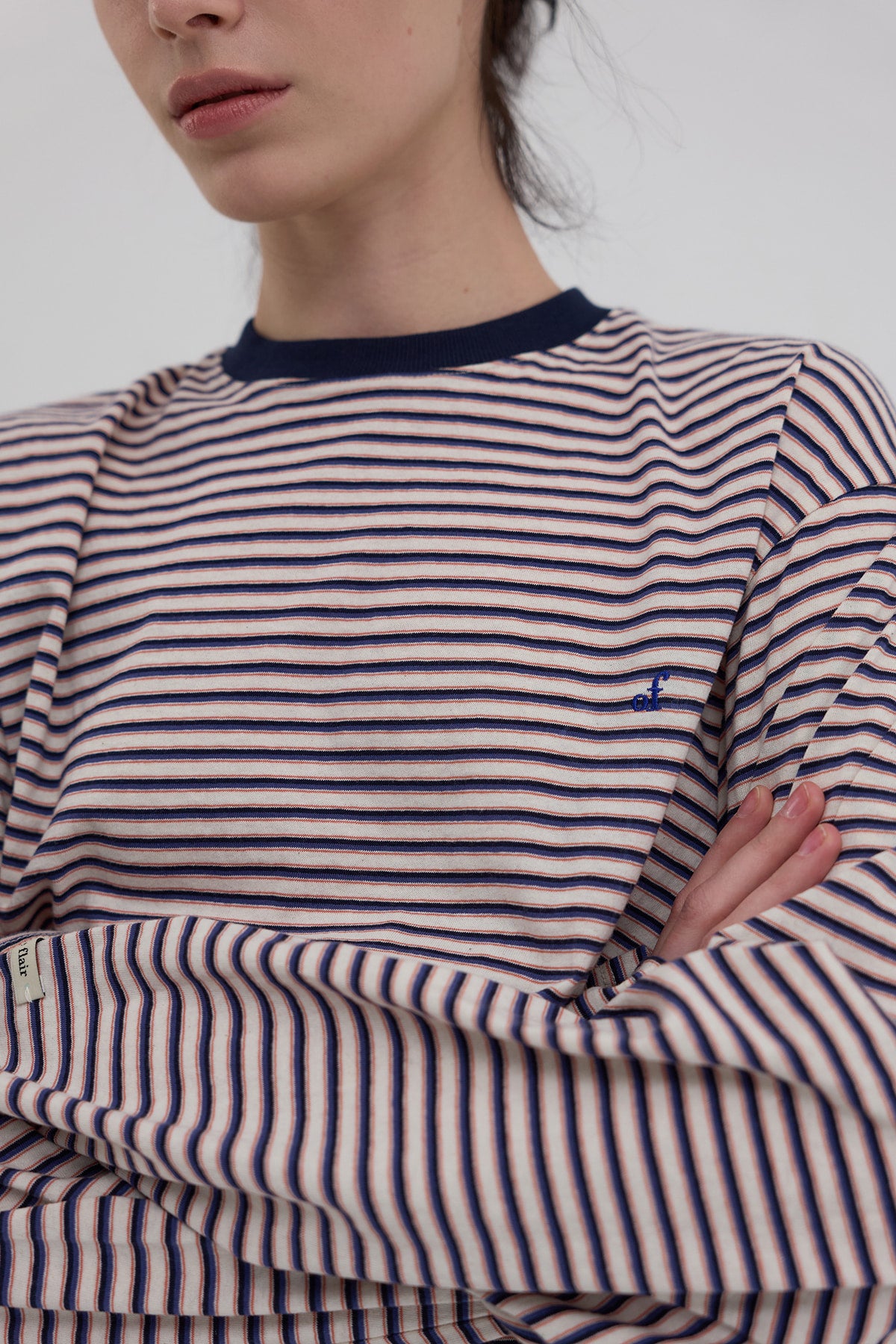 Overdueflair Stripe Long Sleeve T-Shirt Navy