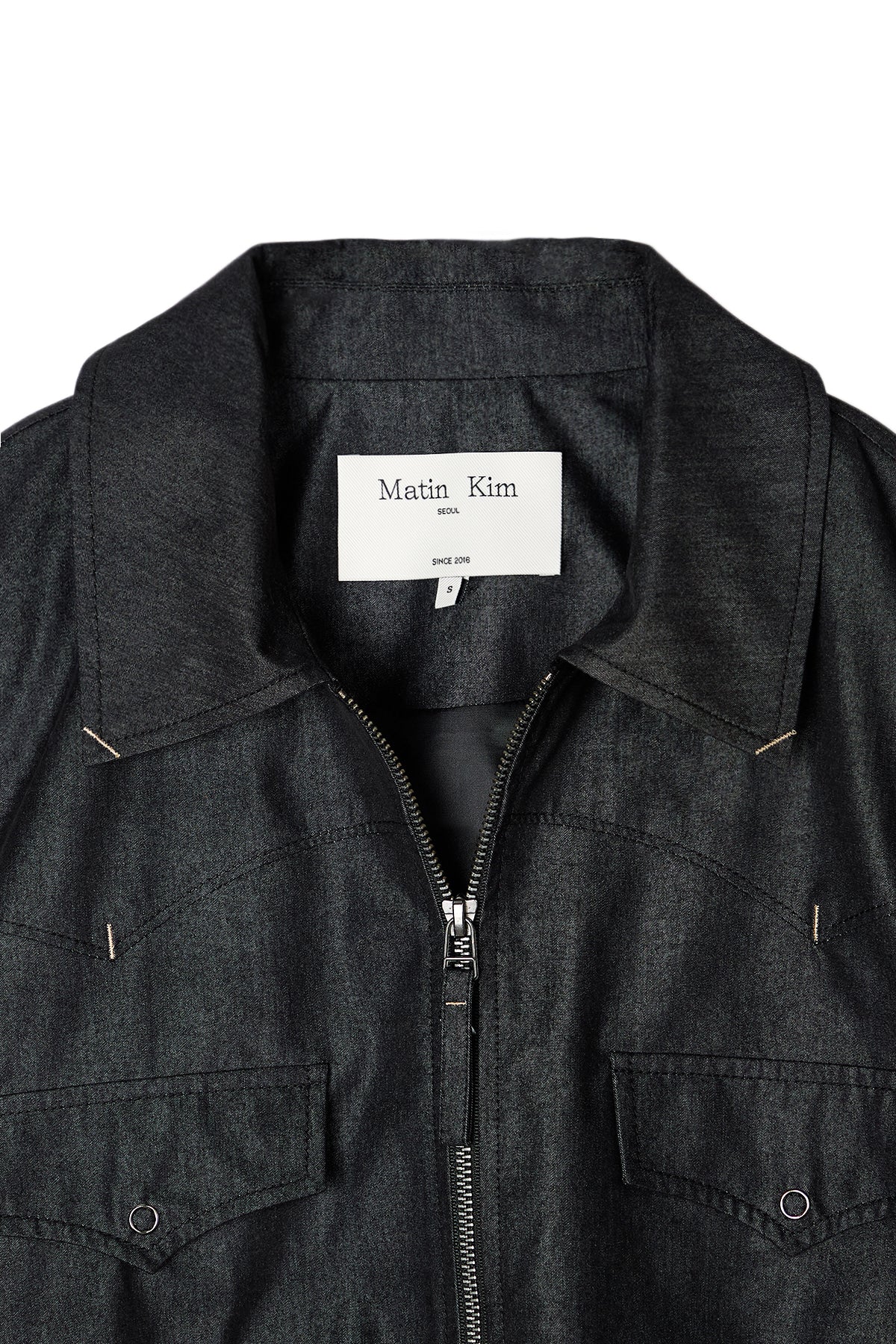 [matinkim] WESTERN DETAIL DENIM LIKE BLOUSON IN BLACK